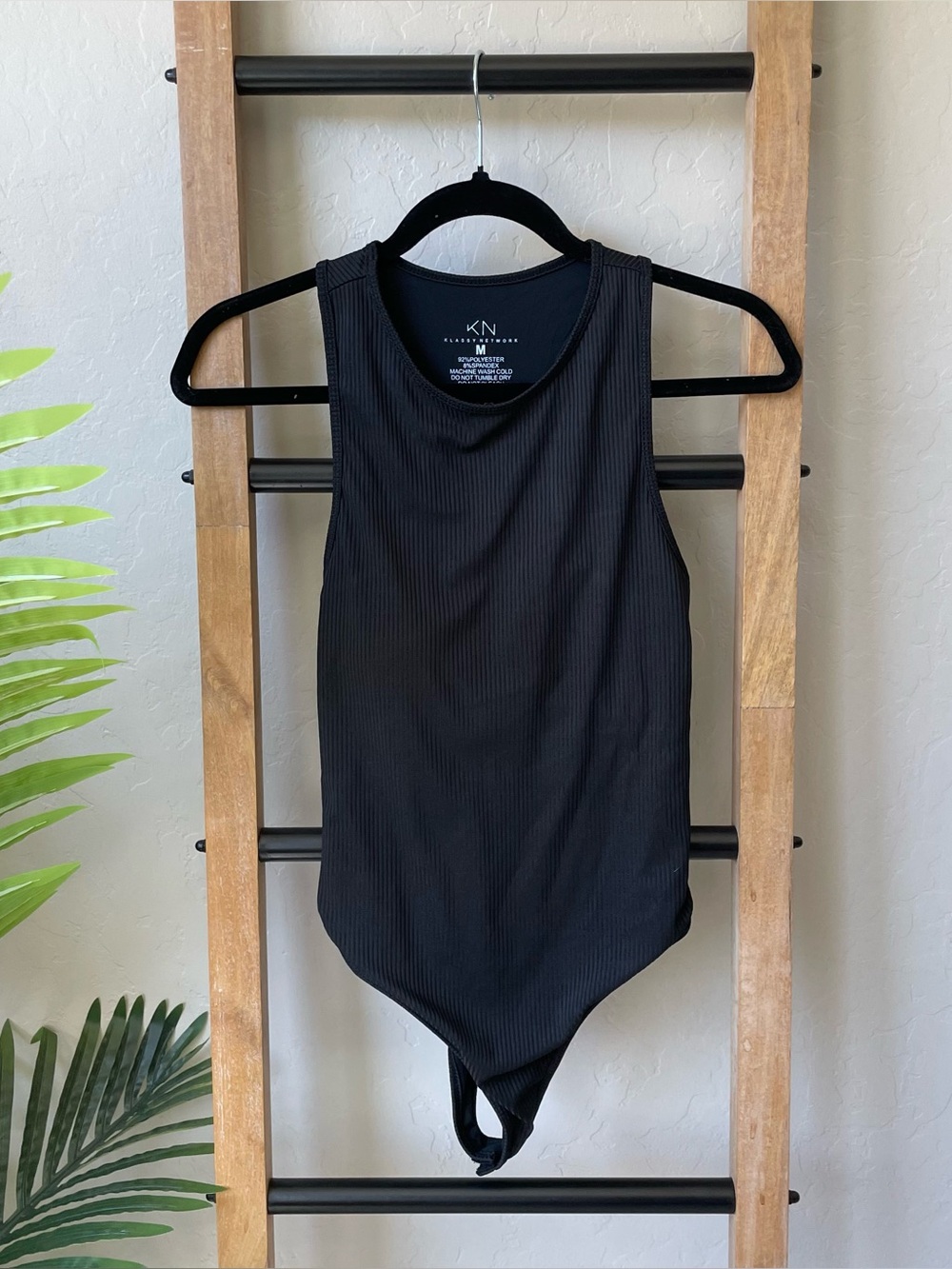 Klassy Network Black Ribbed Sleeveless Bodysuit